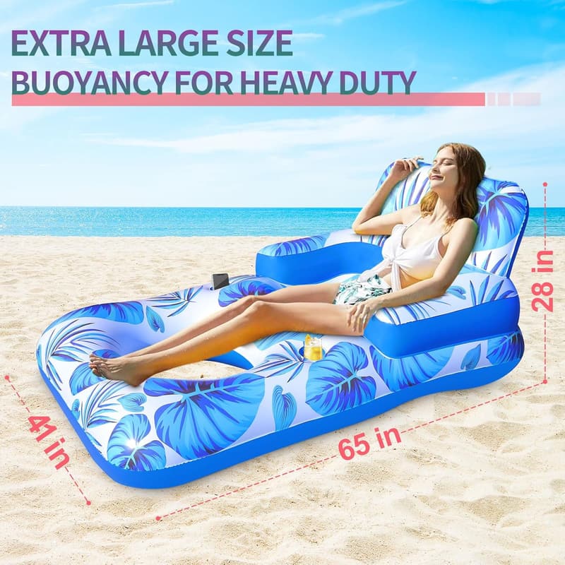 Inflatable Pool Lounger with Cup & Phone Holders - 65