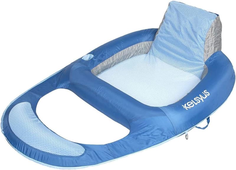 Kelsyus Inflatable Pool Lounger Chair Set with Cup Holder (2 Pack)
