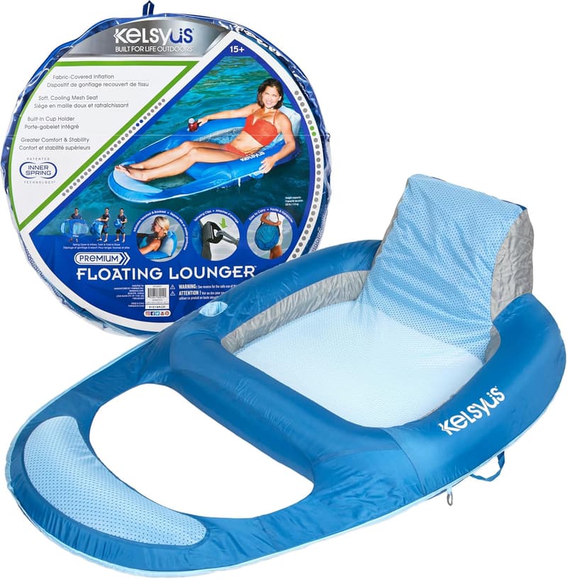 Light Blue Kelsyus Spring Float Pool Lounger