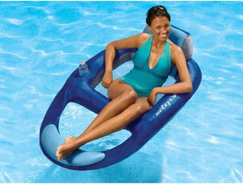 Light Blue Kelsyus Spring Float Pool Lounger