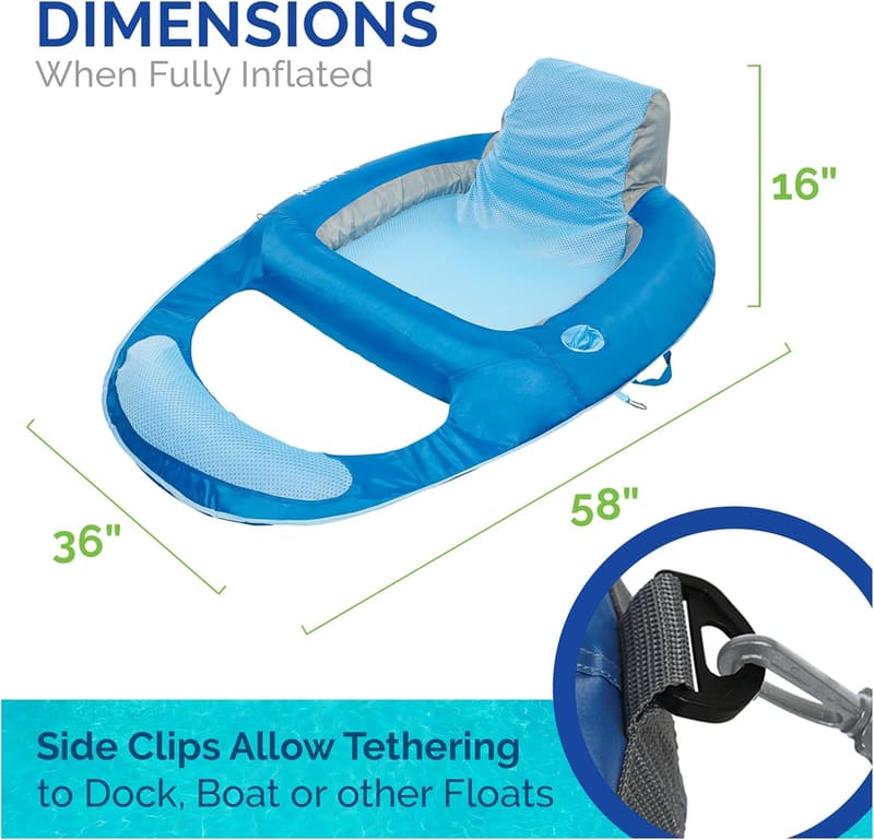 Light Blue Kelsyus Spring Float Pool Lounger