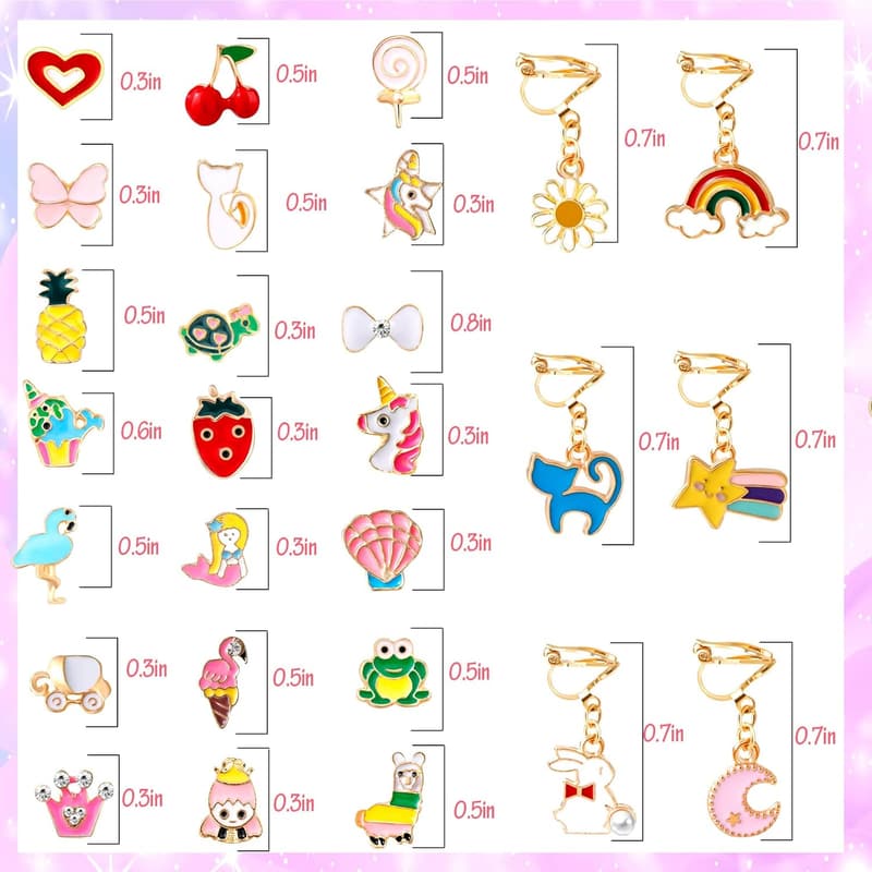 Kids' Cute Animal Clip-On Earrings Set - Hypoallergenic, 20 Pairs