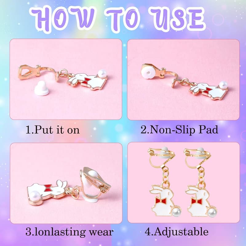 Kids' Cute Animal Clip-On Earrings Set - Hypoallergenic, 20 Pairs