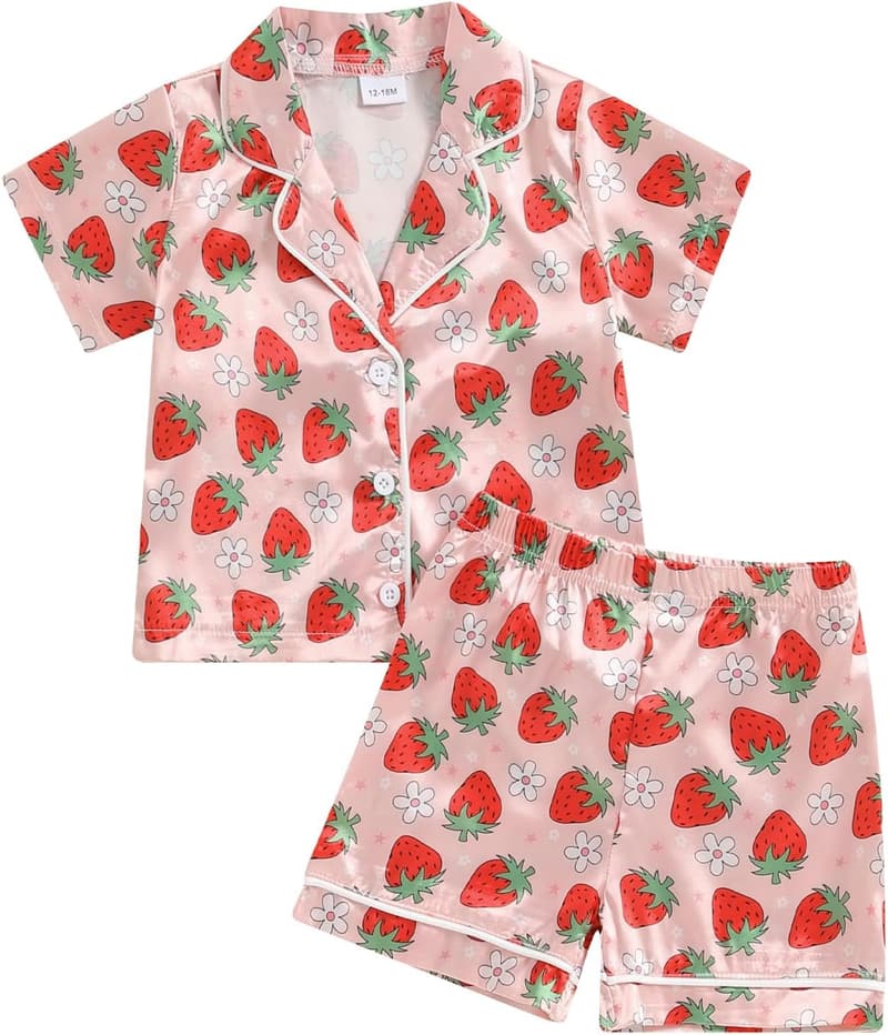 Toddler Summer Satin Pajama Set - Short Sleeve & Pants 2-Piece