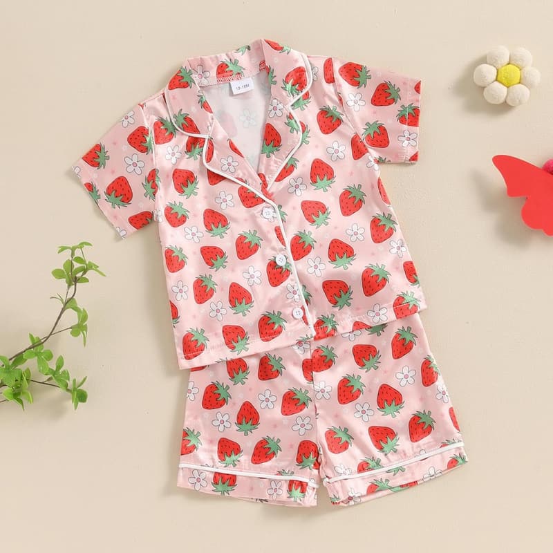 Toddler Summer Satin Pajama Set - Short Sleeve & Pants 2-Piece