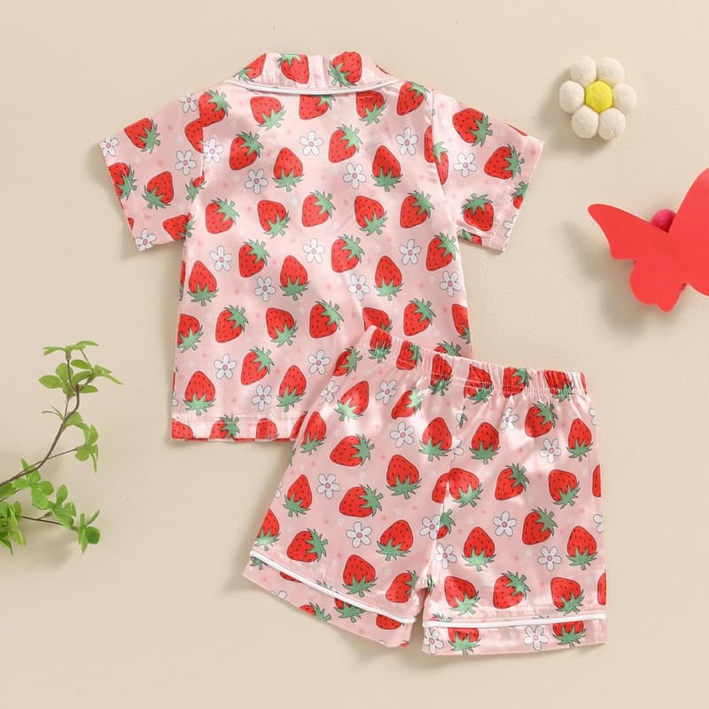 Toddler Summer Satin Pajama Set - Short Sleeve & Pants 2-Piece