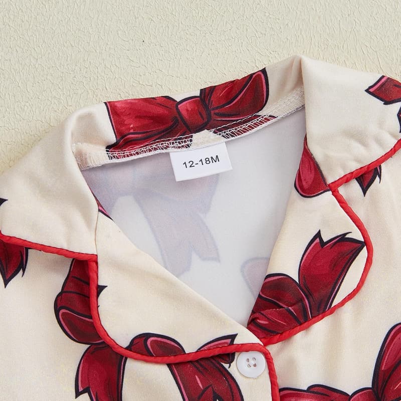 Toddler Girls' Heart & Bow Satin Pajama Set