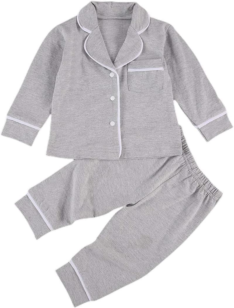 Unisex Toddler Cotton Pajamas Set - 2-Piece Button-Down Sleepwear