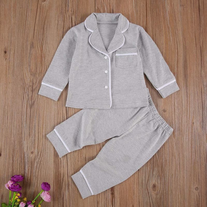 Unisex Toddler Cotton Pajamas Set - 2-Piece Button-Down Sleepwear