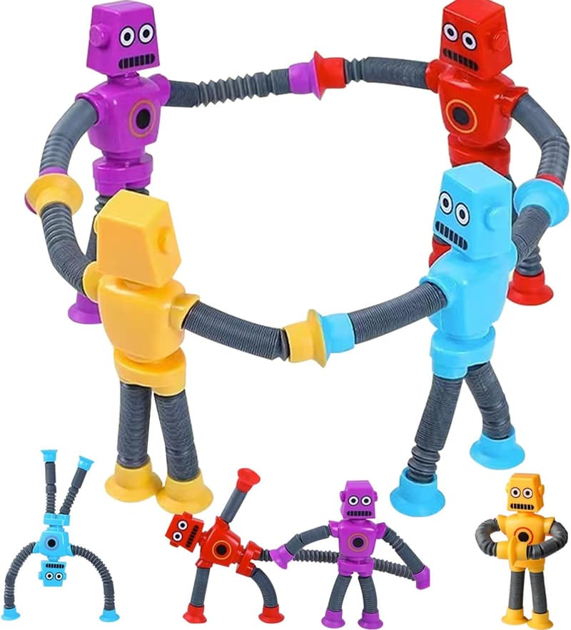 Suction Cup Robot Toys for Kids Ages 3-7 (4-Pack)