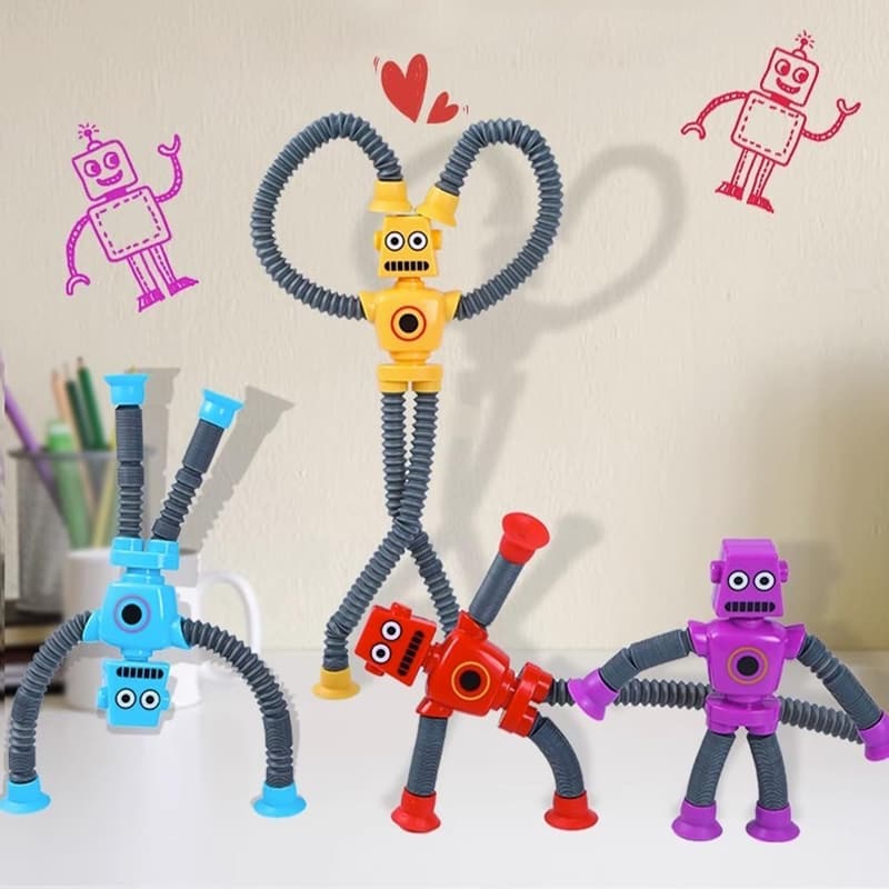 Suction Cup Robot Toys for Kids Ages 3-7 (4-Pack)