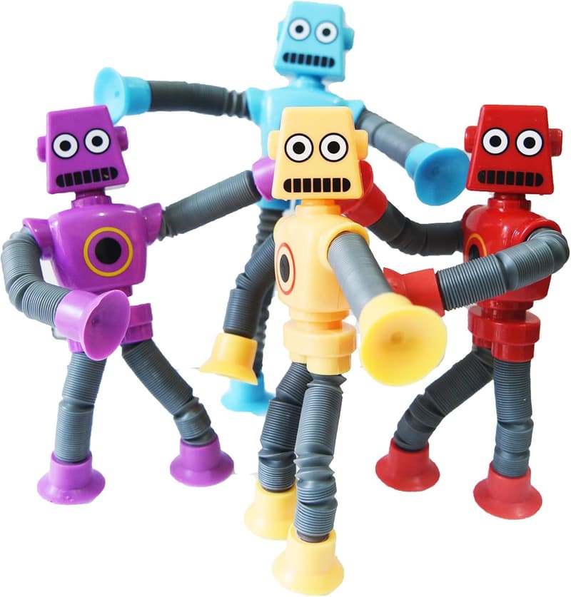Flexible Robot Figures Set of 4 - Fun Sensory Stocking Stuffers