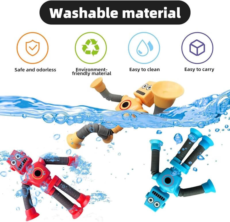 Flexible Robot Figures Set of 4 - Fun Sensory Stocking Stuffers