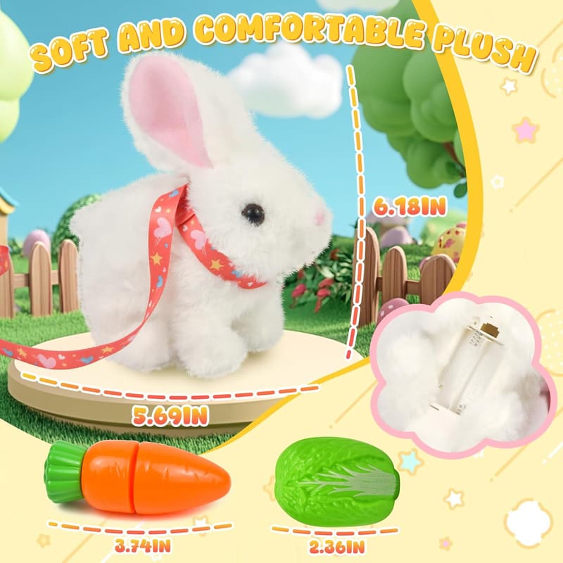 Interactive Plush Bunny with Sounds for Kids - Birthday/Easter Gift