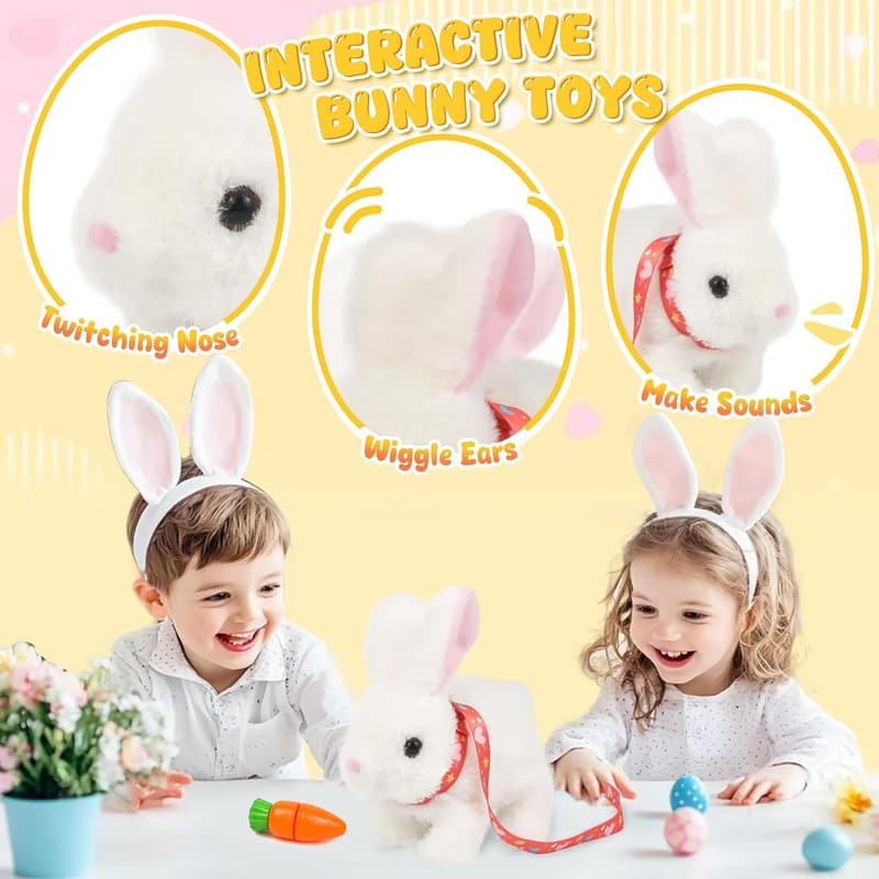 Interactive Plush Bunny with Sounds for Kids - Birthday/Easter Gift