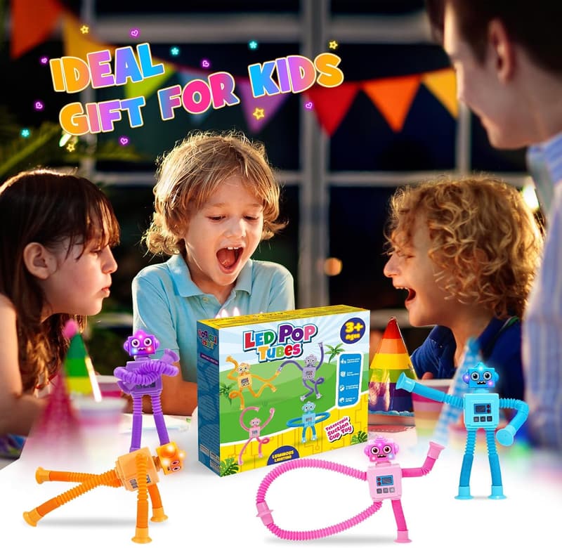 LED Robotic Fidget Toy Set for Kids Ages 2-8