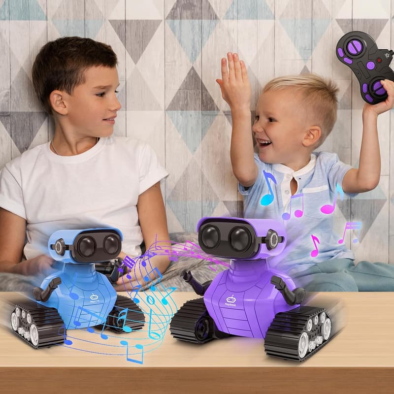 Remote Control Rechargeable Emo Robot Toy for Kids 3+ - Purple