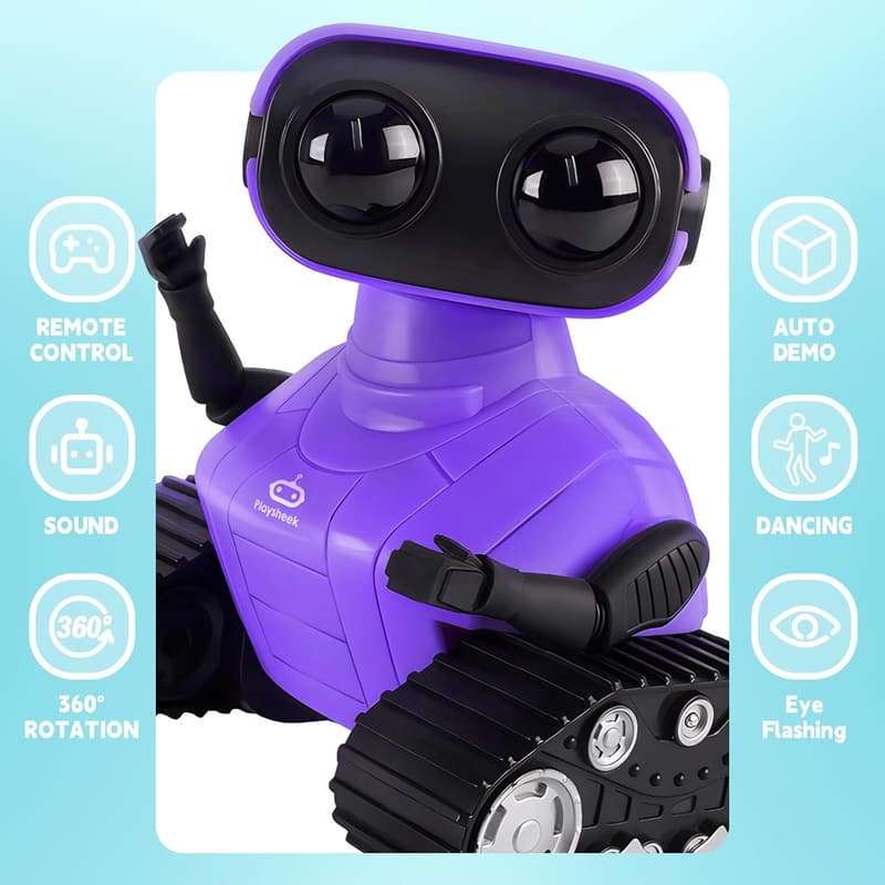 Remote Control Rechargeable Emo Robot Toy for Kids 3+ - Purple