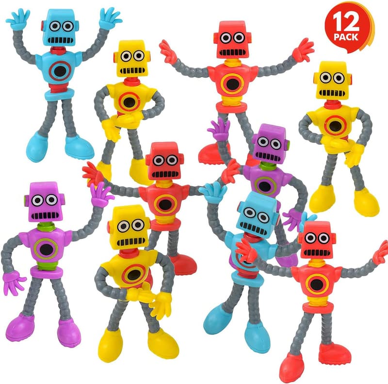 Bendable Robot Figures Set - 12 Flexible Fidget Toys for Kids