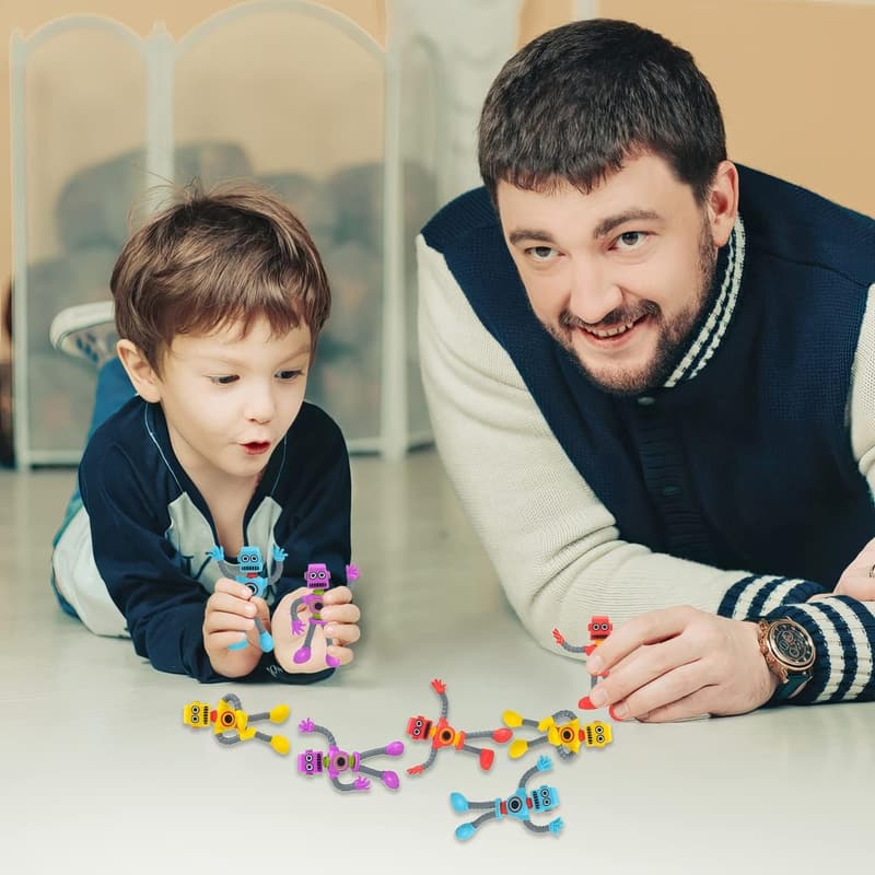 Bendable Robot Figures Set - 12 Flexible Fidget Toys for Kids