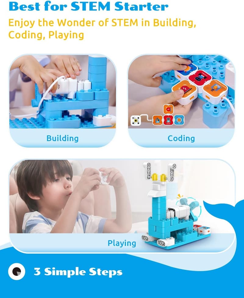 STEM Coding Robot Kit for Kids, 61-Piece Educational Set