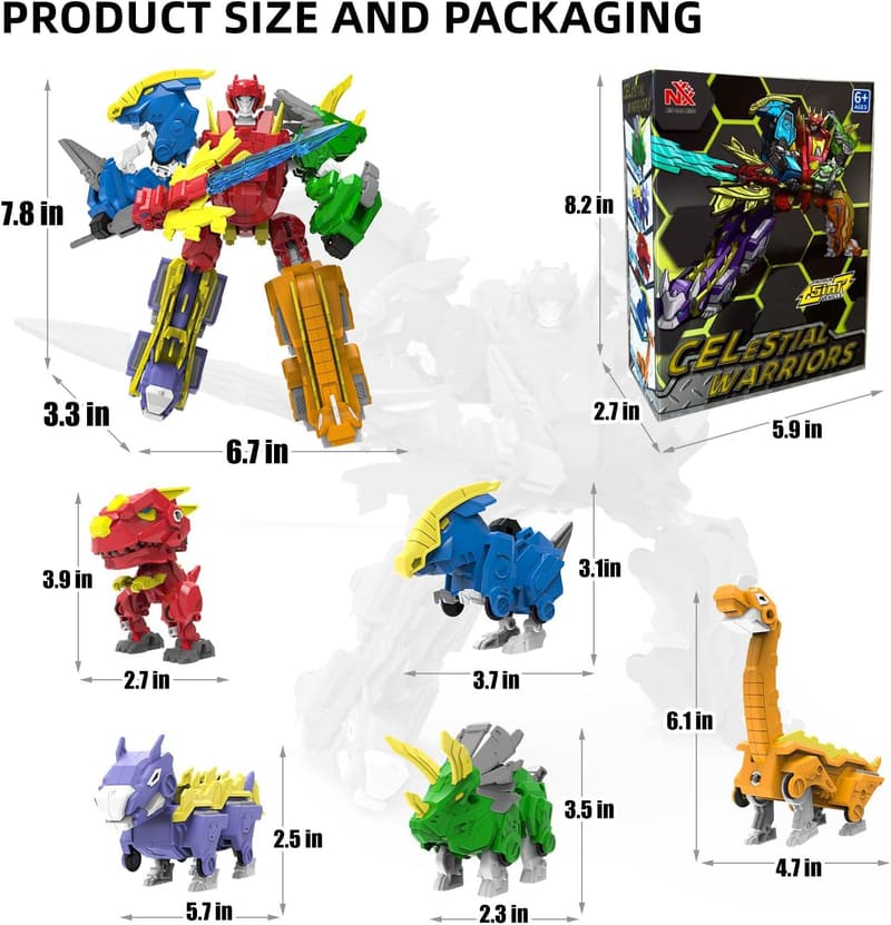 6-in-1 Take Apart Robot Dinosaur Toy for Kids Ages 6-9