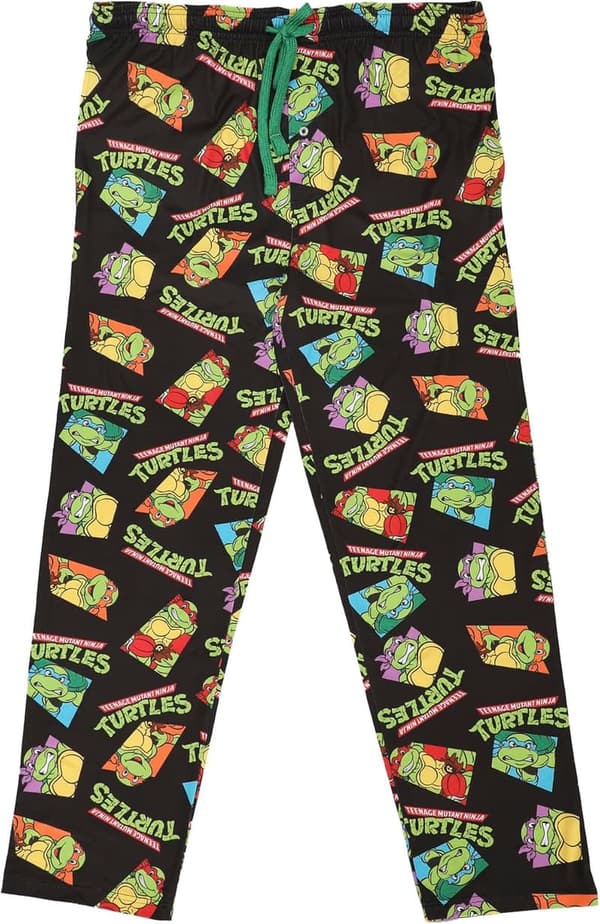 Men's Black TMNT Character Squares Sleep Pants