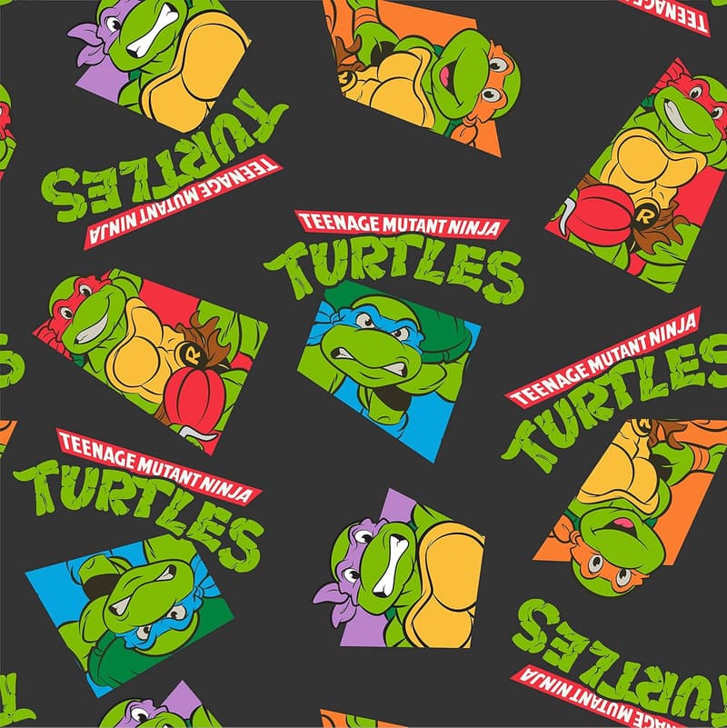 Men's Black TMNT Character Squares Sleep Pants