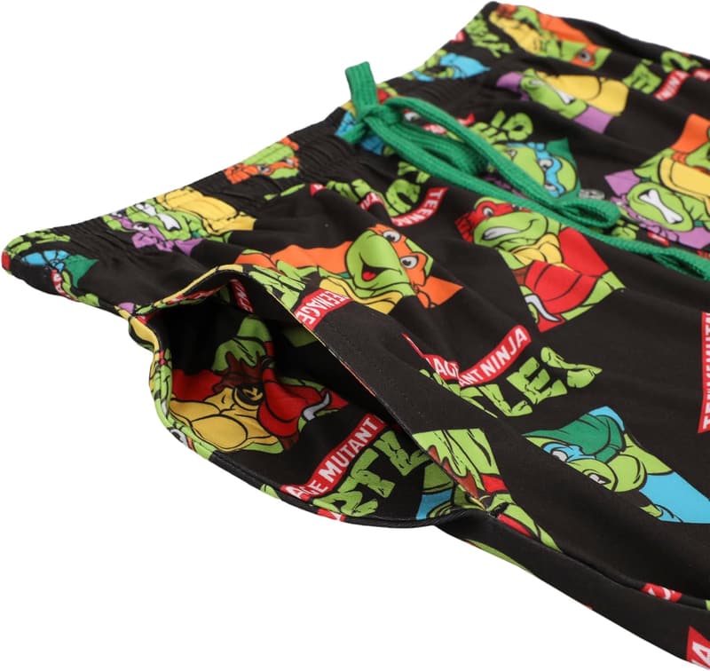 Men's Black TMNT Character Squares Sleep Pants