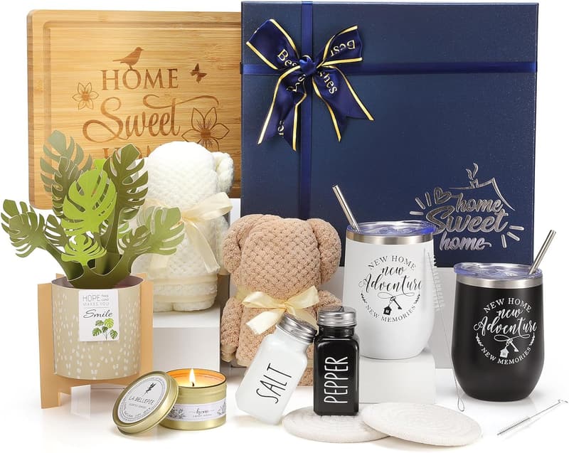 Housewarming Gift Basket with 3D Botanical Card and Cutting Board