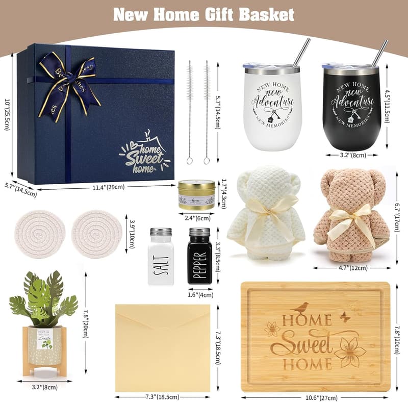 Housewarming Gift Basket with 3D Botanical Card and Cutting Board