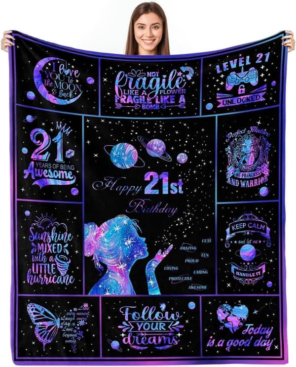 21st Birthday Throw Blanket for Her, 60