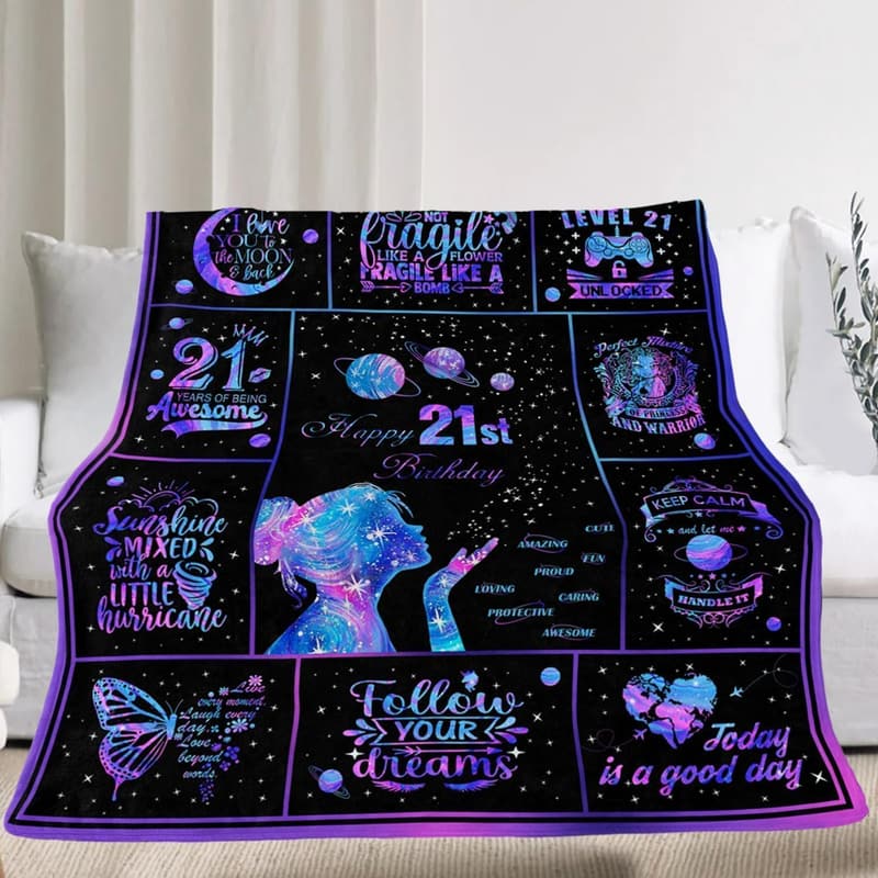 21st Birthday Throw Blanket for Her, 60
