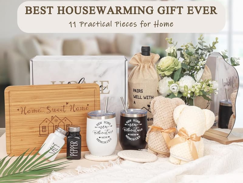 Housewarming Gift Set for Couples - 11 Unique Essentials Baskets