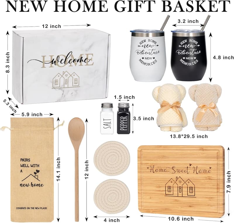 Housewarming Gift Set for Couples - 11 Unique Essentials Baskets