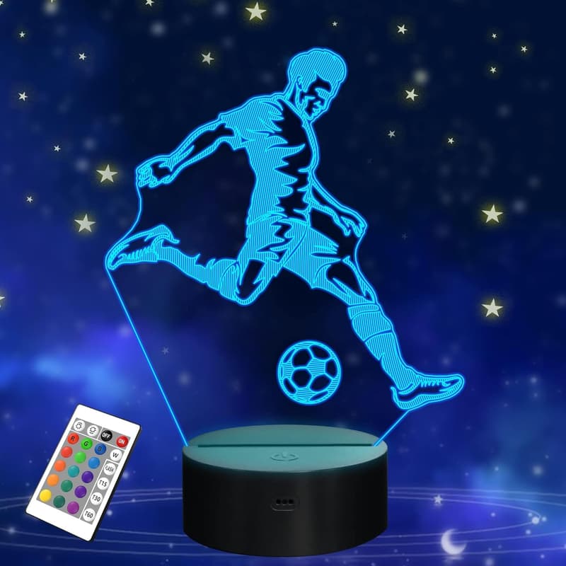 Soccer Night Light 3D Optical Illusion Lamp with Remote Control