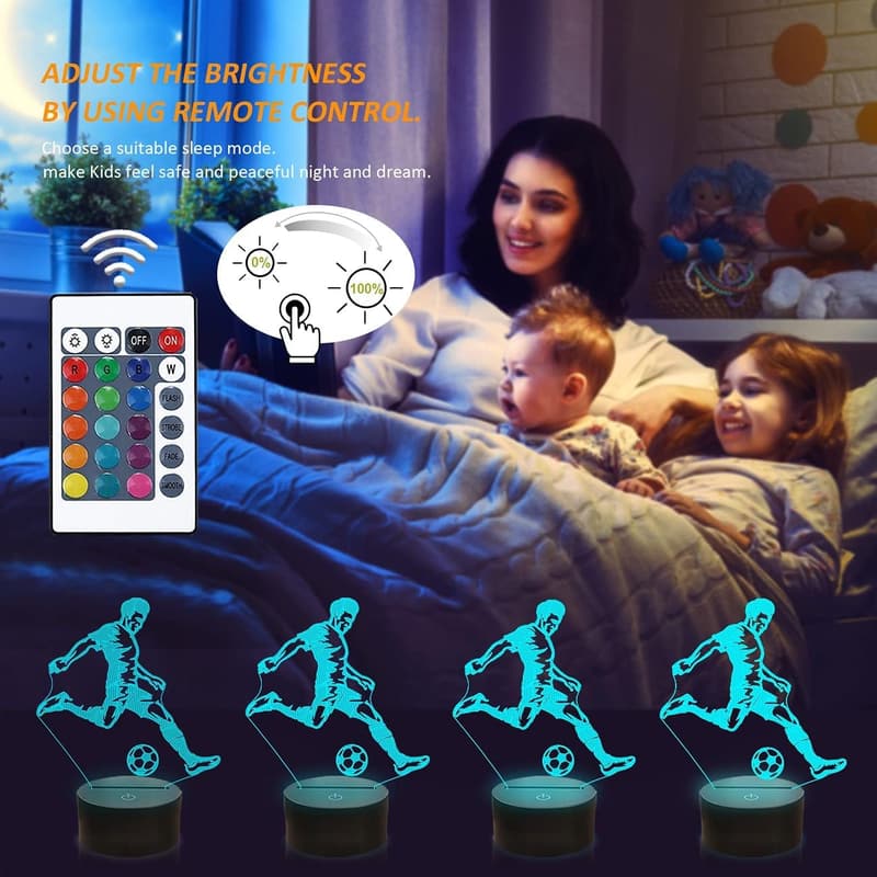 Soccer Night Light 3D Optical Illusion Lamp with Remote Control
