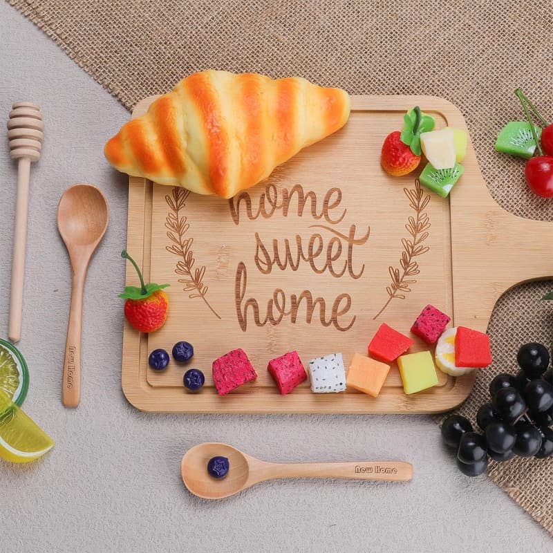 Housewarming Gift: Home Sweet Home Bamboo Serving Board