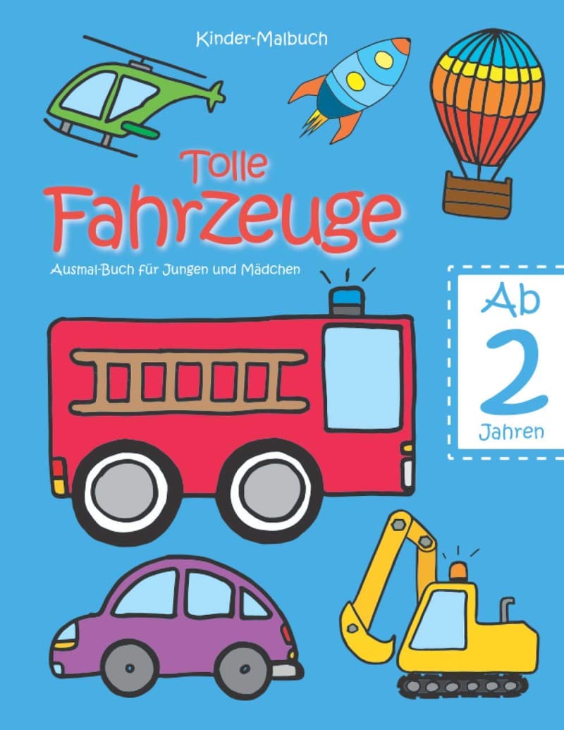 Vehicles Coloring Book for Ages 2+, Perfect for Kids