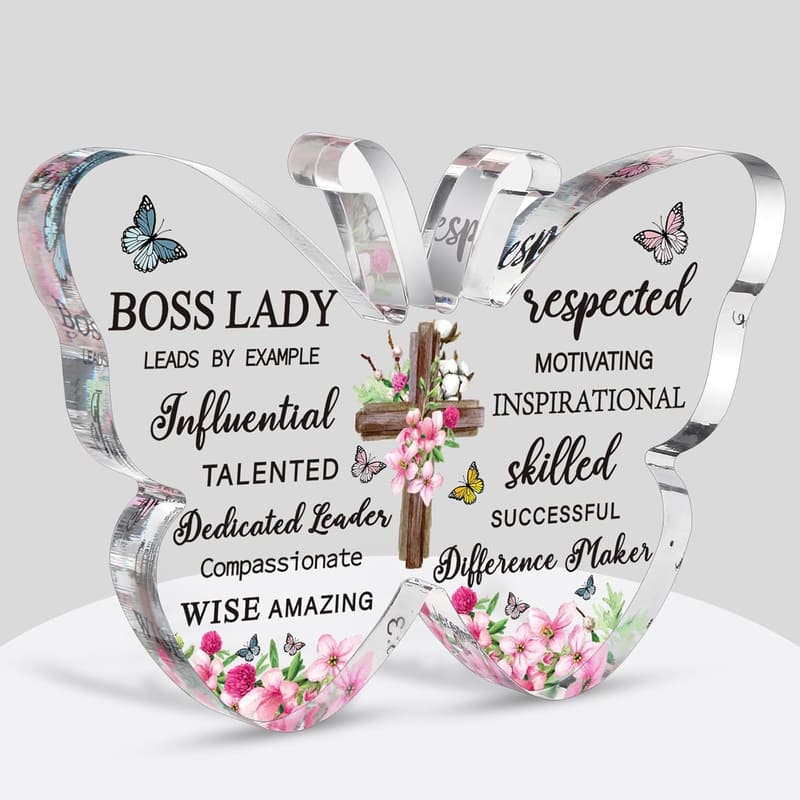 Inspirational Butterfly Paperweight for Female Leaders