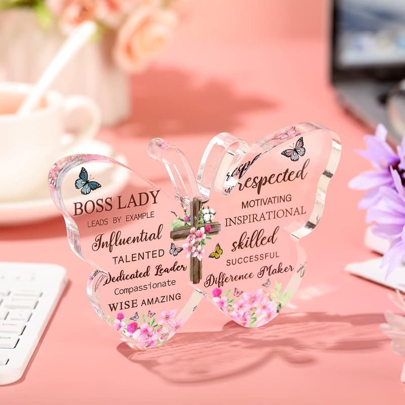 Inspirational Butterfly Paperweight for Female Leaders