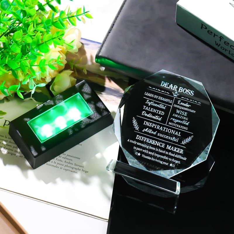 Boss Day Crystal Keepsake with LED Base - Unique Gift for Boss