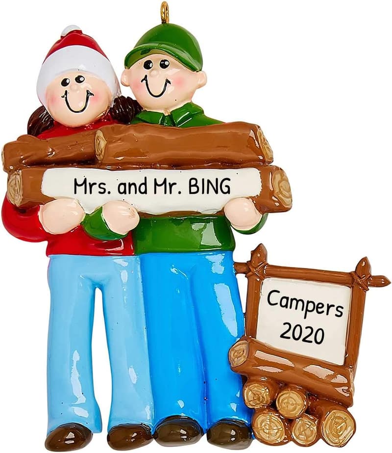 First Christmas Together Couples Ornament - Personalized Camping Keepsake