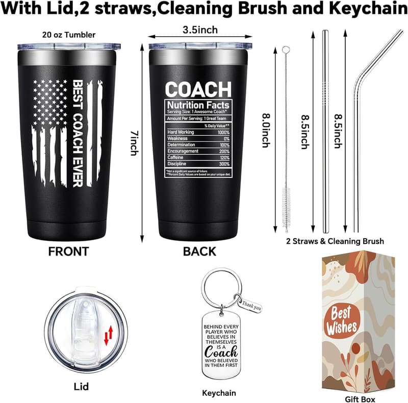 Coaches Appreciation Tumbler Cup 20 oz - Gifts for Coaches