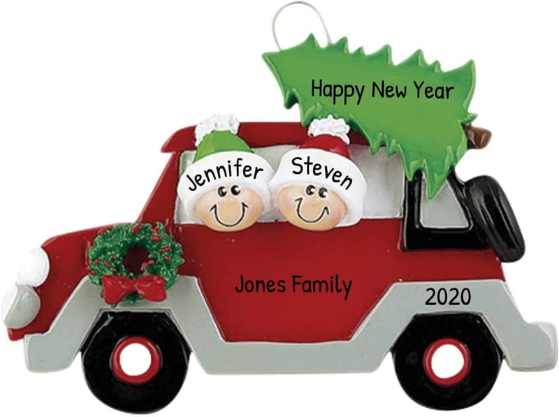 Personalized 2024 Couples Ornament - Travel Santa Head Decor