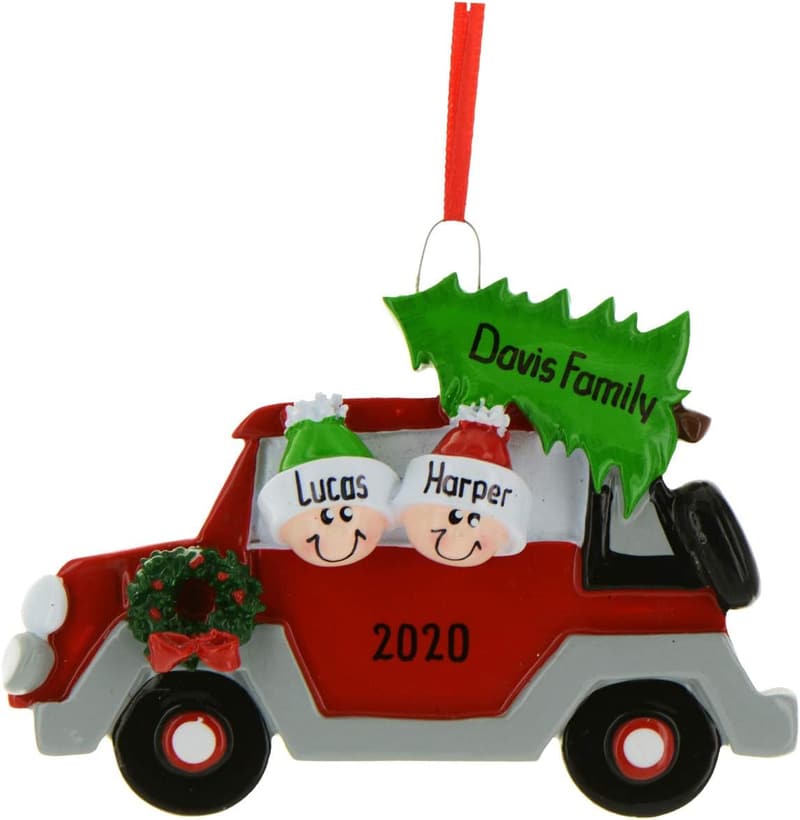 Personalized 2024 Couples Ornament - Travel Santa Head Decor