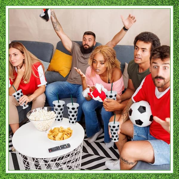 Soccer Team Party Favors - 12 Pcs Reusable Tumblers with Lids and Straws