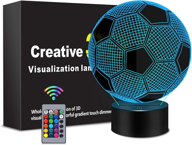Soccer 3D Night Light with Remote Control and 16 Color Options