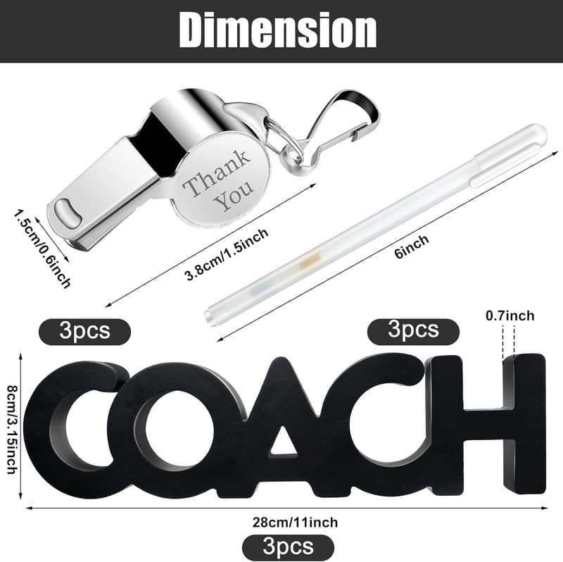 Thank You Coach Gift Set - Stainless Steel Whistle & Wood Sign