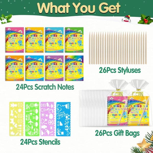 Kids' Birthday Scratch Art Notebook Set - 24 Pack